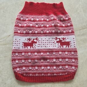 Red & White Reindeer Fair Isles Large Dog Sweater